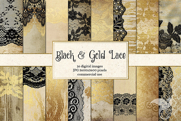 Black and Gold Lace Backgrounds in Textures - product preview 4