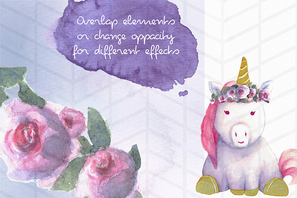 Chubby Unicorn Party Clipart in Illustrations - product preview 2
