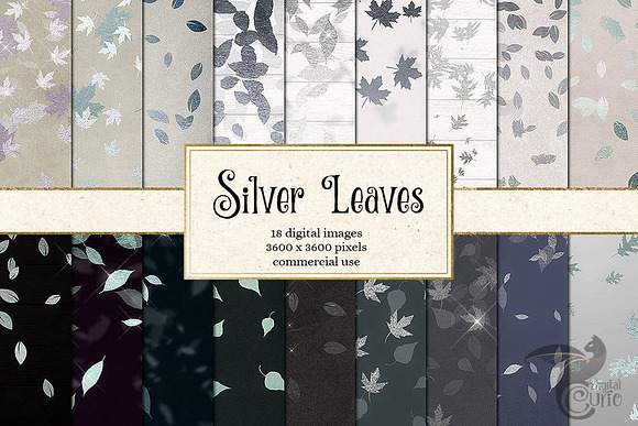 Silver Leaf Digital Papers in Textures - product preview 3
