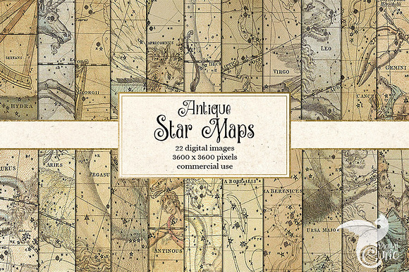 Antique Star Maps Backgrounds in Textures - product preview 4