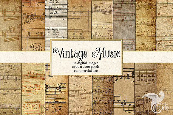 Vintage Sheet Music Digital Paper in Textures - product preview 4