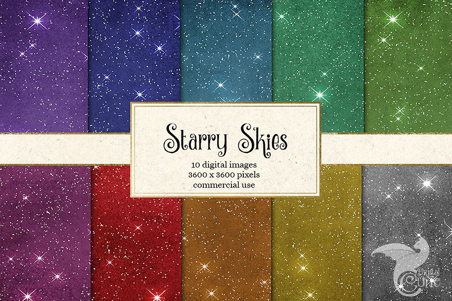 Starry Sky Digital Paper Backgrounds in Textures - product preview 8