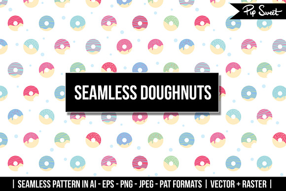 Seamless Doughnuts Vector in Patterns - product preview 1
