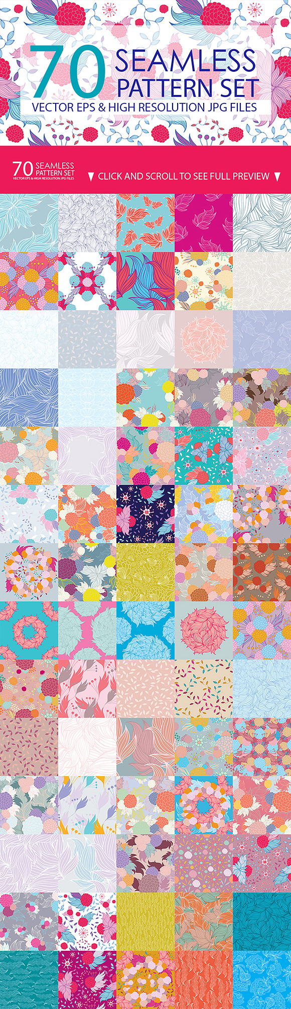 70 Seamless Floral Pattern Set in Patterns - product preview 4