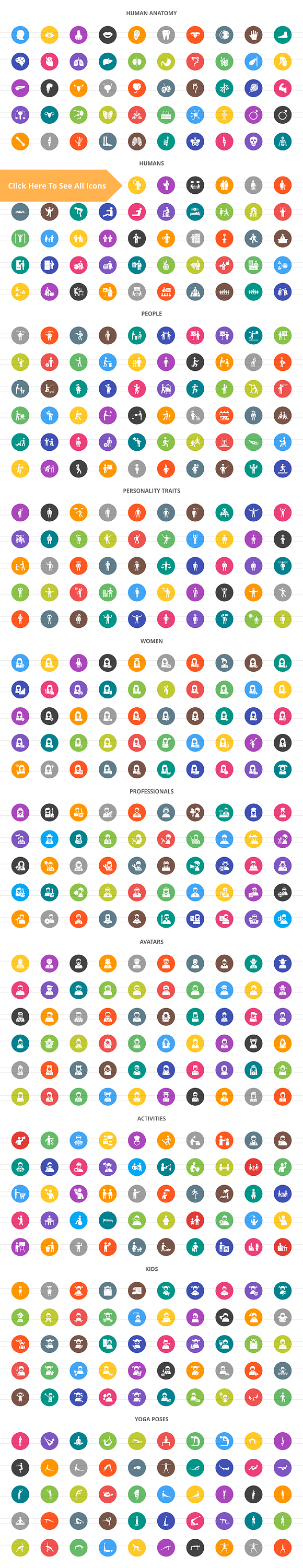 520 People Filled Round Icons in Icons - product preview 1
