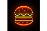 Cheeseburger Neon Sign Poster Vector Illustration