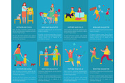Mom and Daughter, Mother with Child Vector Posters