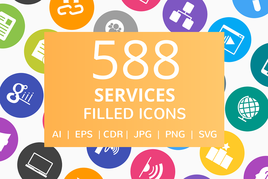 588 Services Filled Round Icons in Graphics - product preview 8