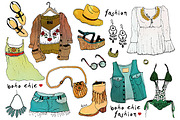 Fashion illustration clothing set.