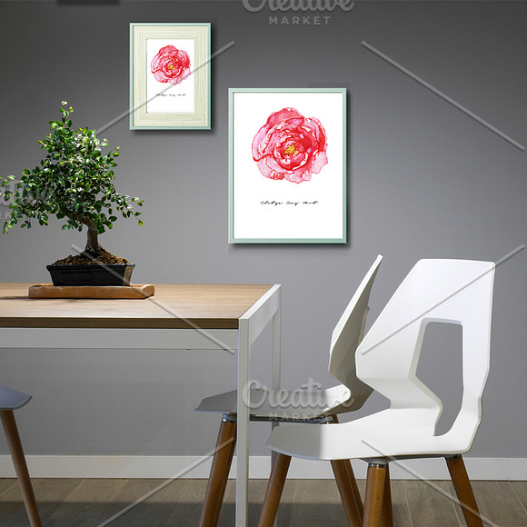 Rose Peony Watercolor Prints in Illustrations - product preview 3