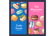 Vector flyer templates with place for text and colored hand drawn macaroons