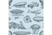 Vector pattern or background illustration vintage hand drawn airships