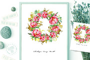 Red Peony Wreath Watercolor Print
