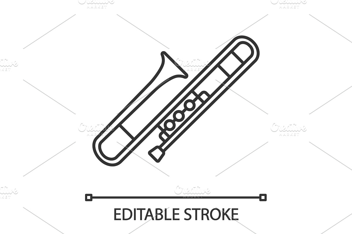 Trombone linear icon in Graphics - product preview 8