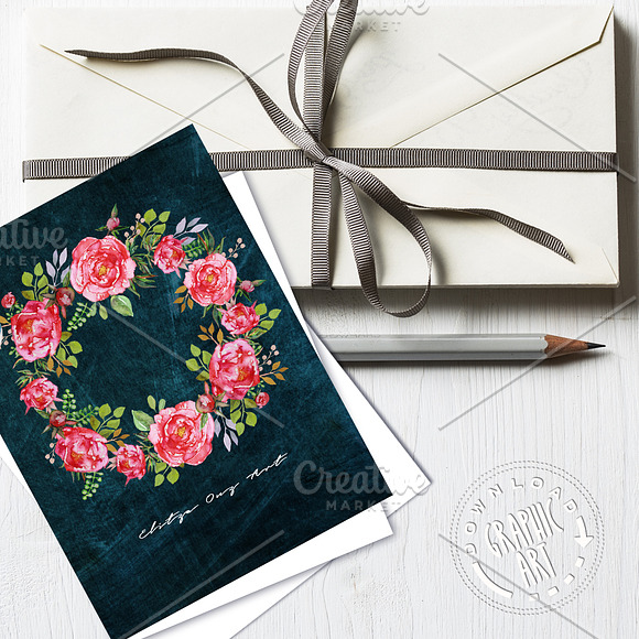 Peony Wreath Watercolor Print in Illustrations - product preview 1