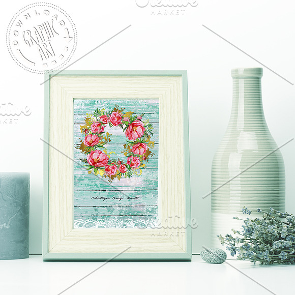 Peony Wreath Watercolor Print in Illustrations - product preview 4