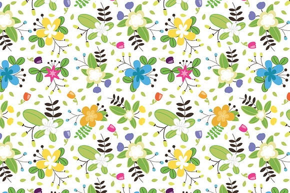 Floral seamless pattern 4 colors in Patterns - product preview 1