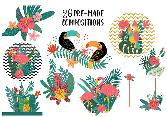 Tropical Clip Art & Patterns Set in Illustrations - product preview 1