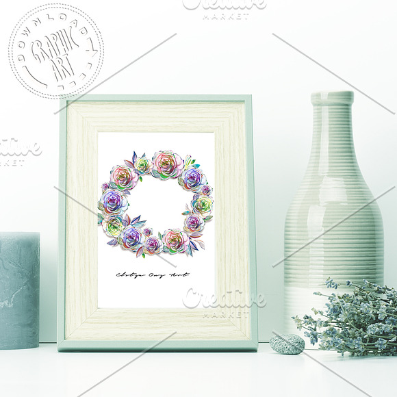 Wreath Watercolor Print in Illustrations - product preview 3