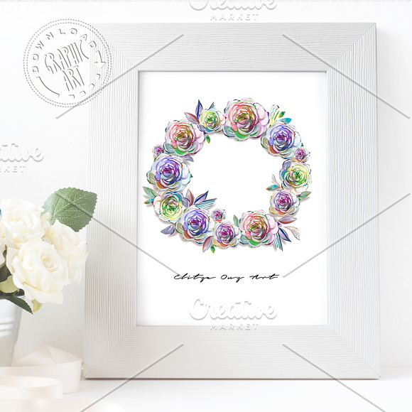 Wreath Watercolor Print in Illustrations - product preview 5
