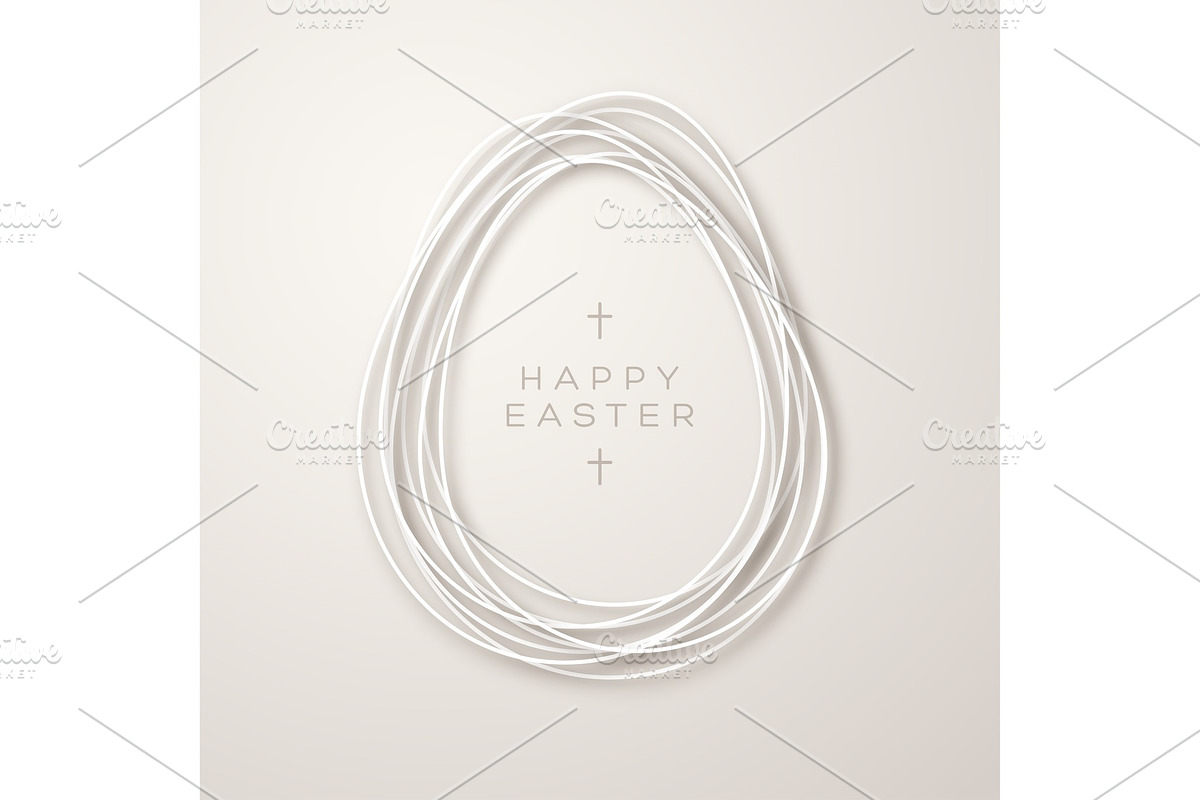 Simple ribbon egg shape frame in Illustrations - product preview 8