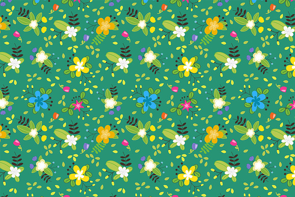 Floral seamless pattern 4 colors in Patterns - product preview 3