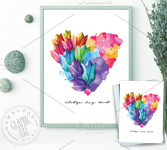 Prints Poster, Card -Flower Heart in Illustrations - product preview 4