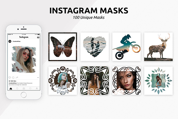 100 Instagram Masks PSD Templates
