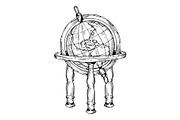 Vintage globe engraving vector illustration