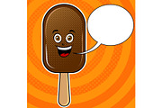 Happy ice cream pop art vector illustration