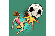 woman hits a soccer ball, football championship