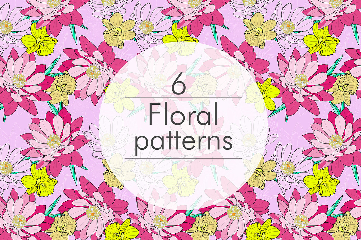 6 floral seamless patterns in Patterns - product preview 8