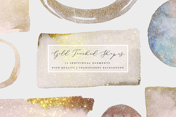 Gold Touched Watercolor Shapes