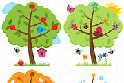 Four Seasons Trees Clipart & Vectors