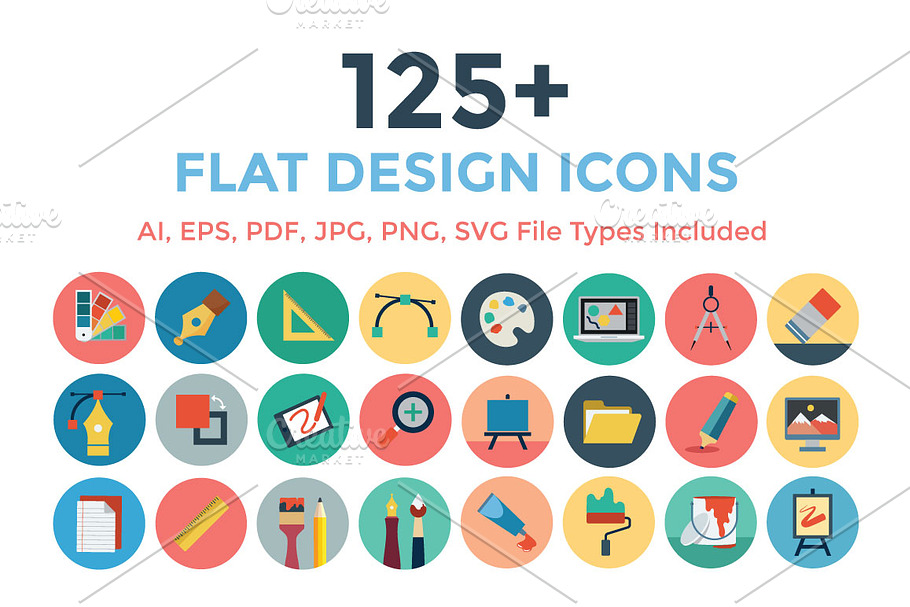 125+ Flat Design Icons