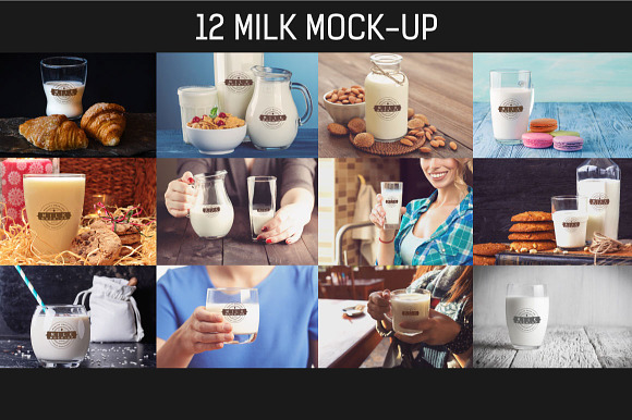12 PSD Milk Bottle/Glass Mock-up in Product Mockups - product preview 12