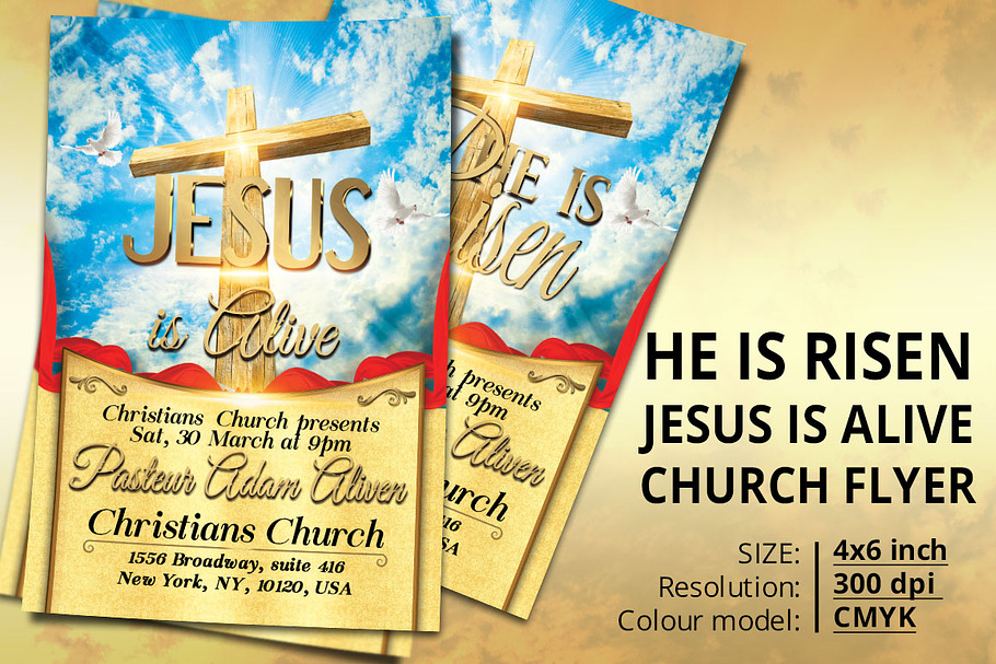 He Is Risen Jesus is Alive in Flyer Templates - product preview 8