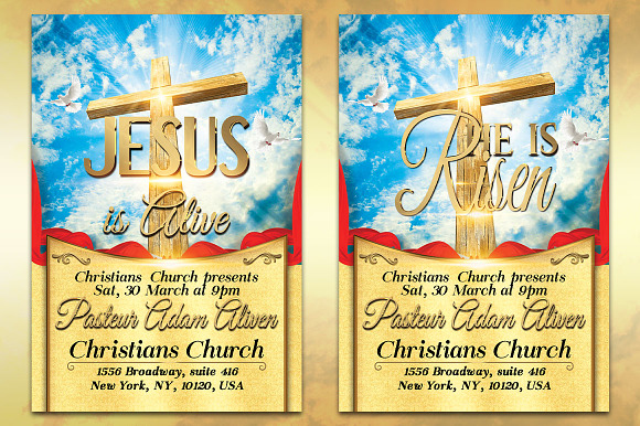 He Is Risen Jesus is Alive in Flyer Templates - product preview 1