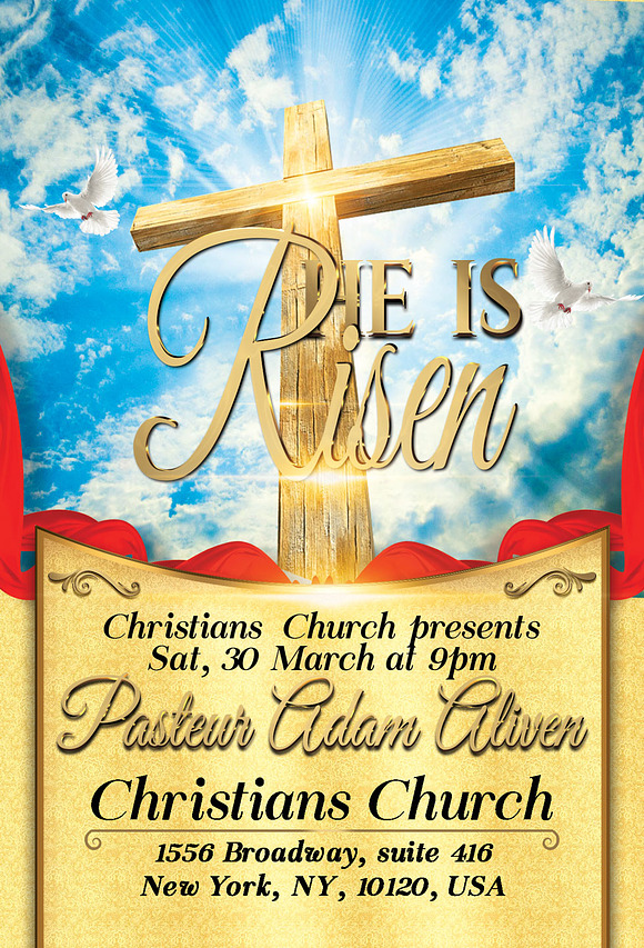 He Is Risen Jesus is Alive in Flyer Templates - product preview 2
