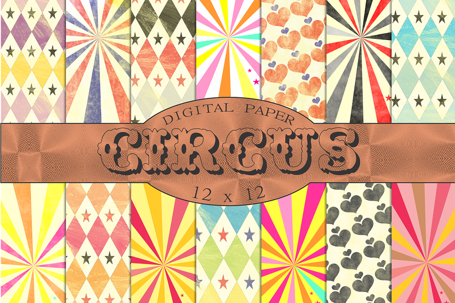 Vintage circus patterns, papers in Patterns - product preview 8