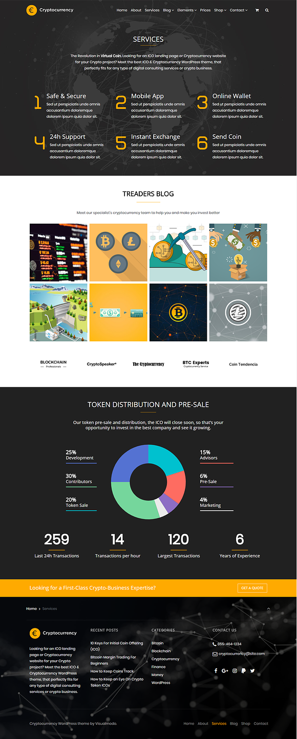 Cryptocurrency WordPress Theme in WordPress Business Themes - product preview 2