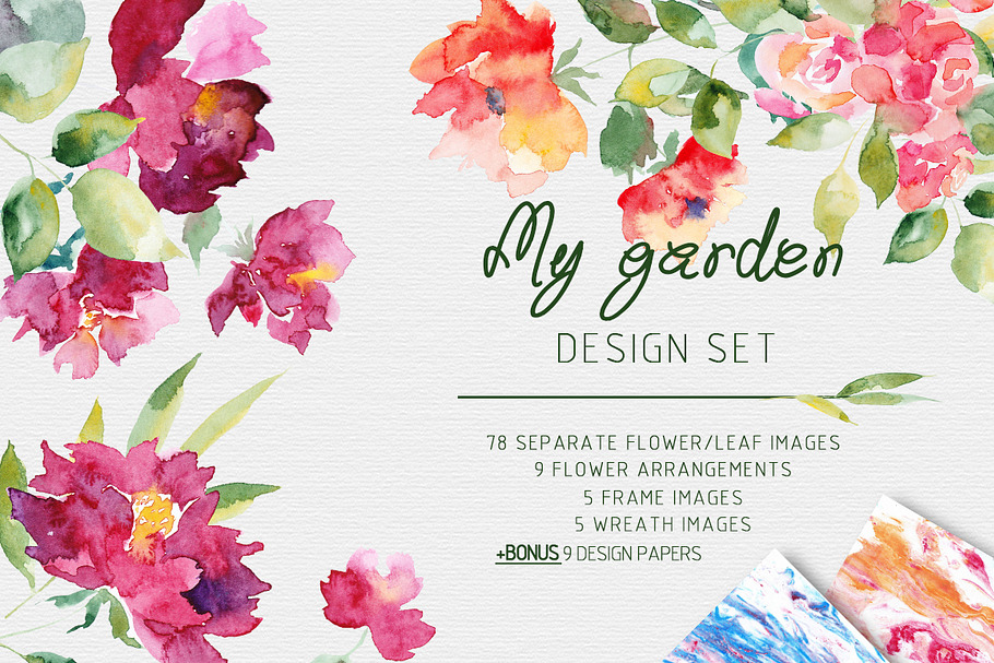 My Garden Flower Graphic Set in Illustrations - product preview 8
