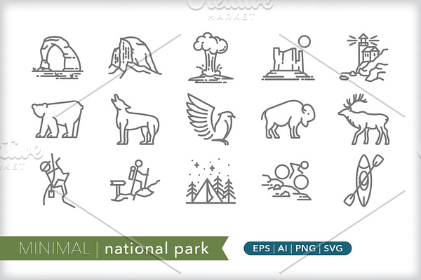 Minimal national park icons
