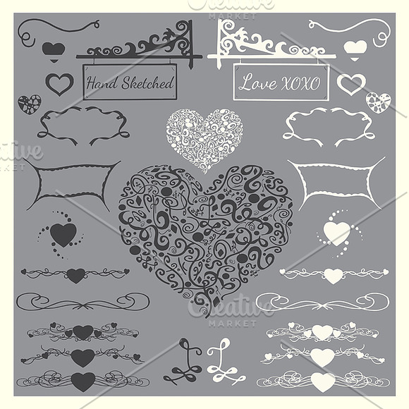 Hand Sketched Love XOXO Vectors in Illustrations - product preview 1
