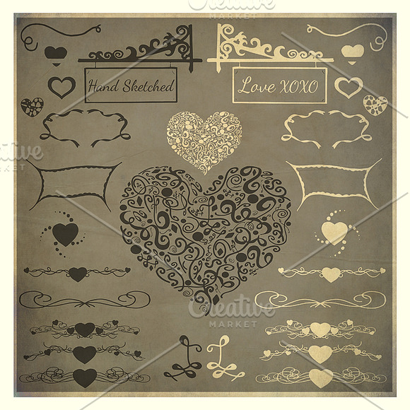 Hand Sketched Love XOXO Vectors in Illustrations - product preview 2