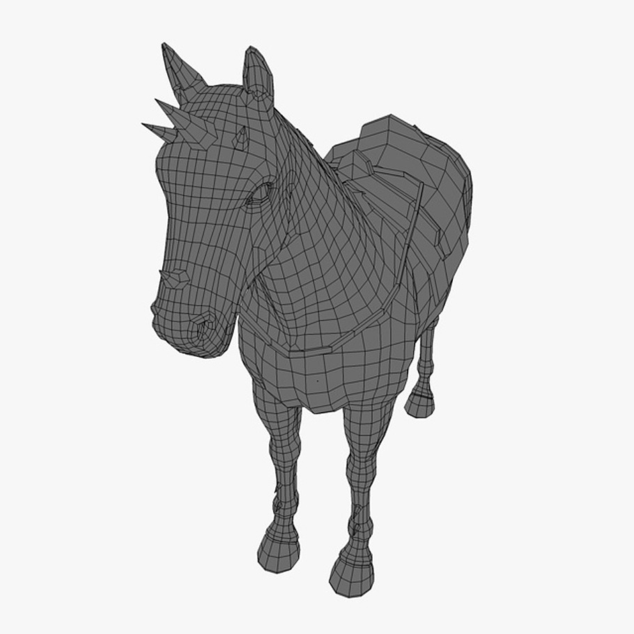 Horse with armor and saddle in Animals - product preview 6