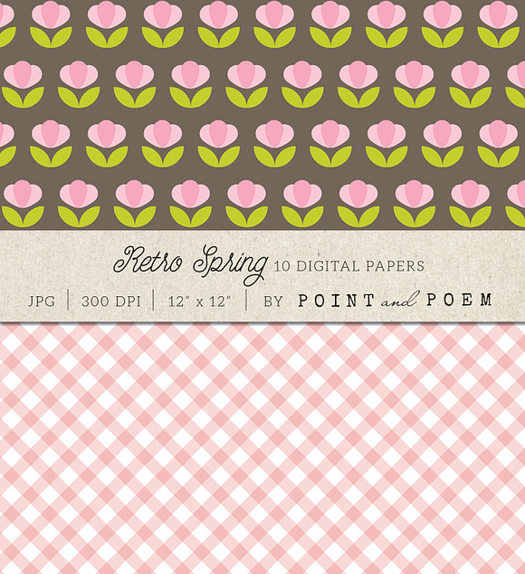Retro Spring Digital Papers in Patterns - product preview 2