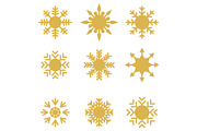 Flat icons of snow flakes silhouette.