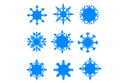 Winter blue christmas snow flat crystal element.