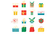 Set of vector icons in flat style for Christmas.